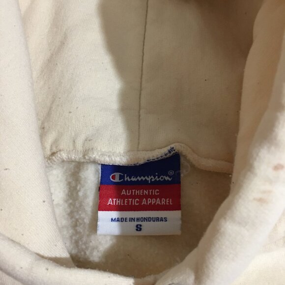 Harvard University Champion Mens Small Hoodie Sweatshirt Embroidered Ivory - Picture 7 of 10